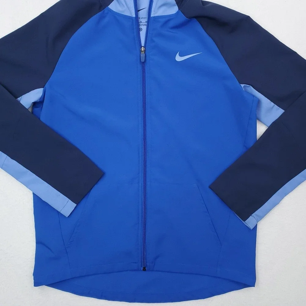 Nike Jacket Boys Extra Large Blue Woven Colorblock Lightweight Windbreaker Shell